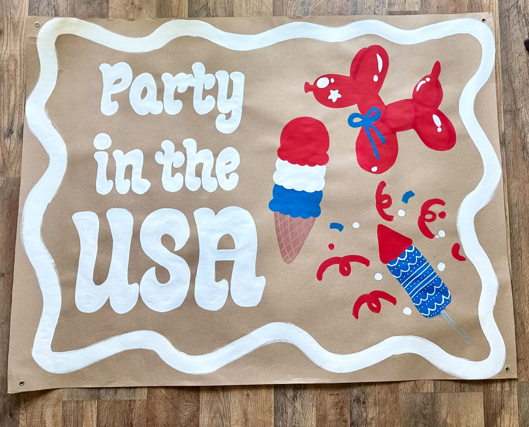 Party in the USA hand-painted banner